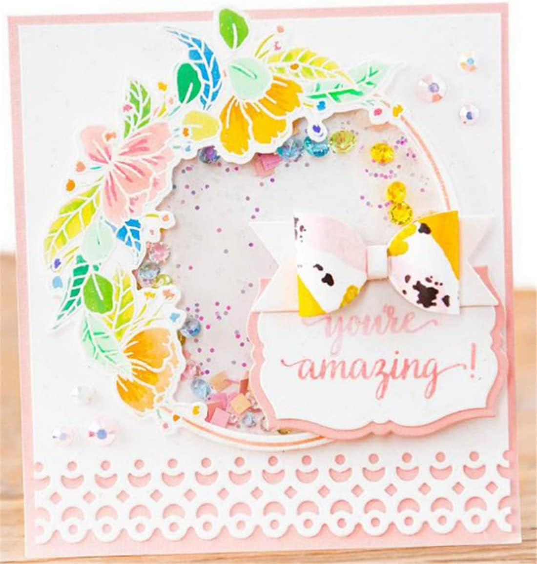 Lapoo Cutting Die for Scrapbooking, 3D Backgrounds Frame New Cutting Dies DIY Album Card Making Decor Paper Craft Metal Die Cuts Party Decorations (9 Flower Borders 7.3 x 3.1 in)