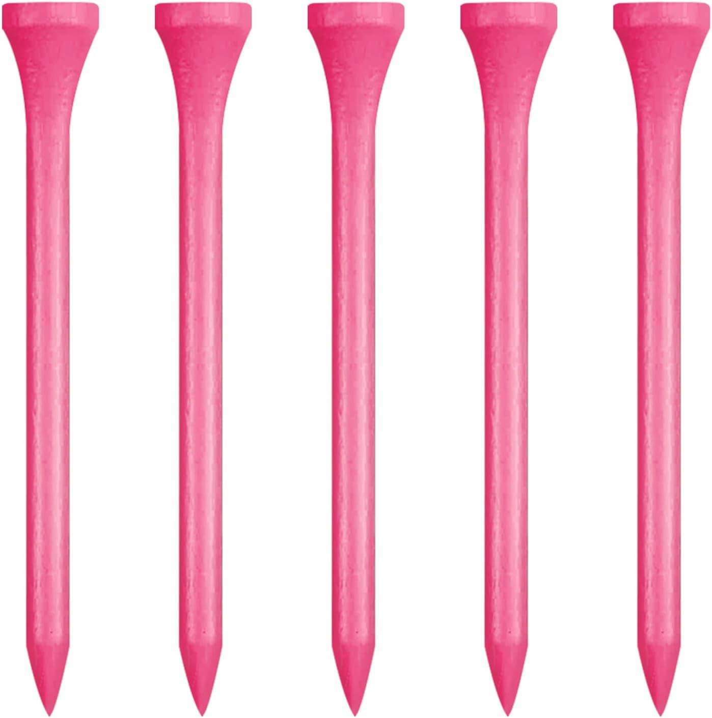Wooden Golf Tees 3-1/4", 2-3/4", 1-1/2" Available,100 Count (Natural Color, White, Black, Blue, Red, Pink)