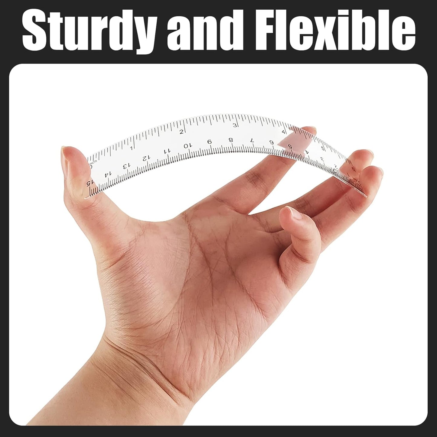 ZUFECY 8-Pack Flexible 6" Rulers - Transparent Bendable Plastic with Non-Slip Grip, Lightweight for Geometry Class