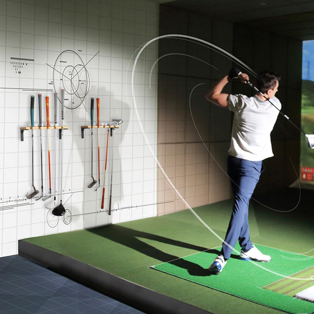 BiJun Golf Club Organize, Golf Club Holder Golf Club Wall Mount Display Golf Putter Holder Club Storage Organizer Golf Club Ball Holder Storage Rack for Garage