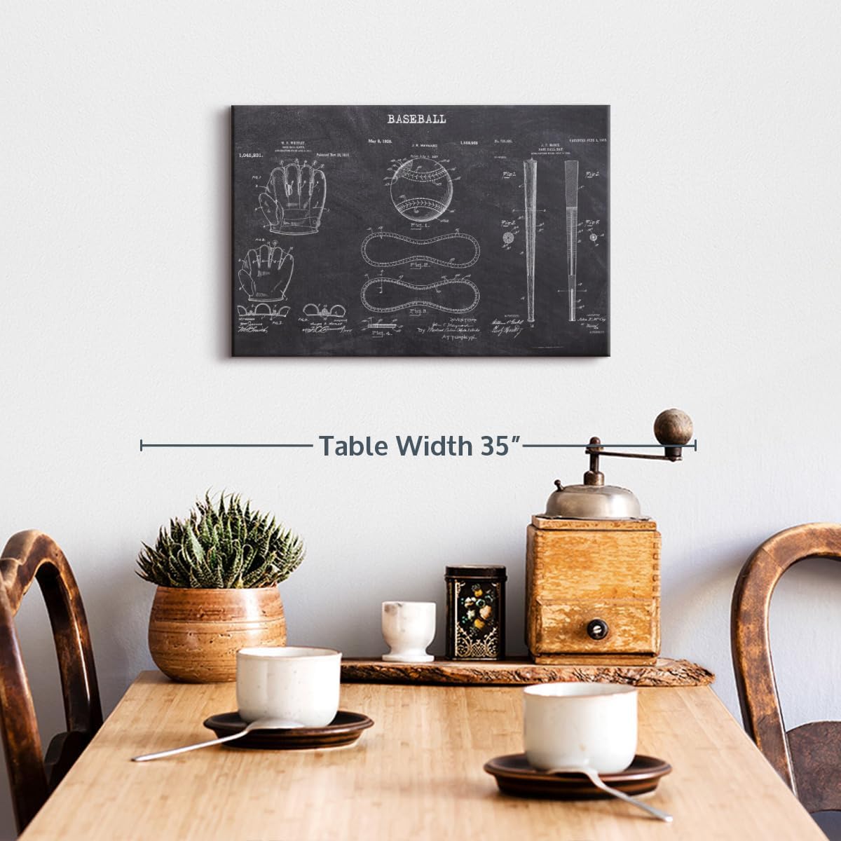 ElephantStock Baseball Patents Canvas - 1 Panel Sports Patent Wall Art Decor - Sports Decorations for Boys Room - Wall Art and Office Decor - 24" X 16"