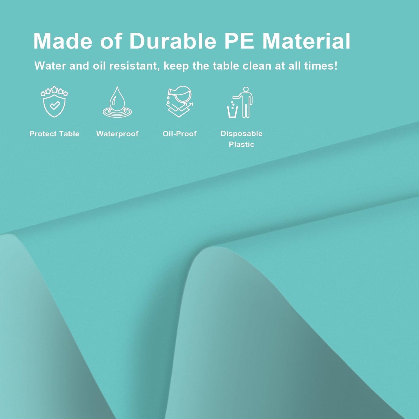 6 Pack Round Disposable Aqua Tablecloth, Aqua Plastic Table Cloths for Parties Disposable, 84x84 in Waterproof Camping Tablecloth for Birthday Party Baby Shower Picnic School