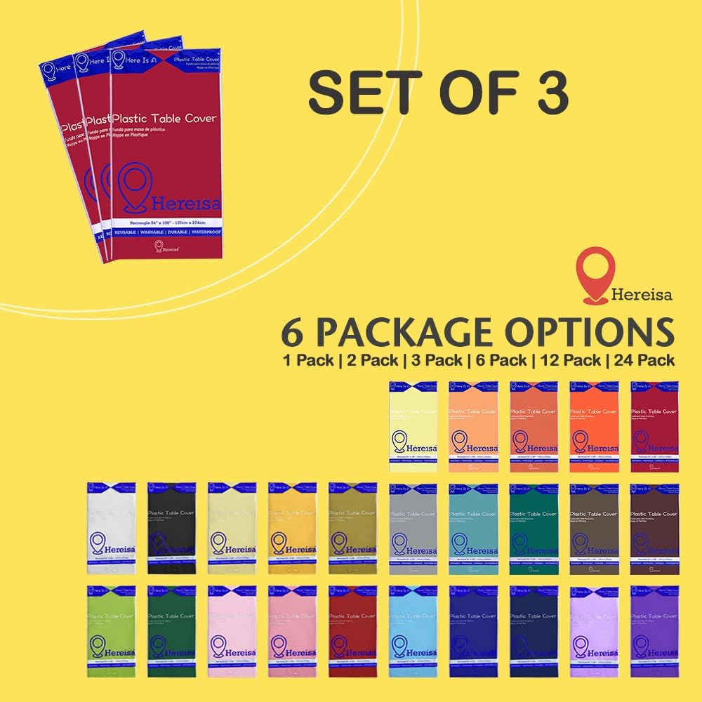 Brand Round Cerise Plastic 84" Disposable Tablecloth (3 Pack), Party & Event Decorative Cover