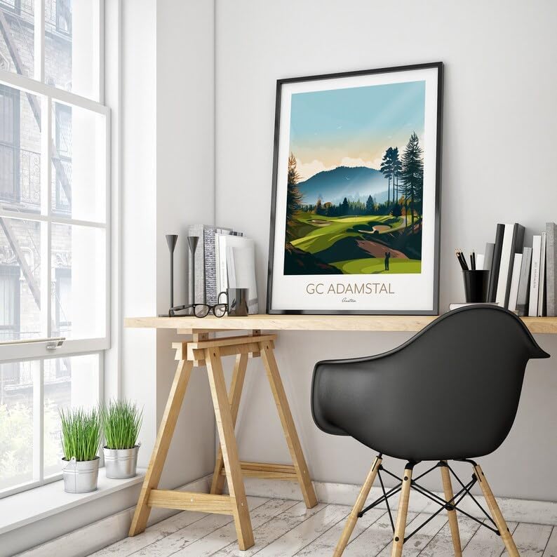 Nationcog GC Adamstal Golf Print - Austria - PGA Tour Golf; Mountain Golf Art; Golf Landscape Illustration; Golfer Gift; Modern Golf Artwork; Scenic Golf Painting (Unframed) (27x40)