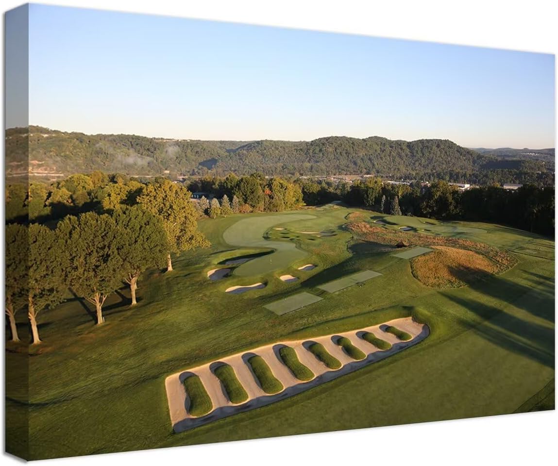 Oakmont Country Club Golf Courses Wall Art for Living Room Bedroom Bathroom Home Decorations Golf Art Golf Course Picture Poster Framed Artwork Canvas Prints Ready to Hang(28''H x 44''W)