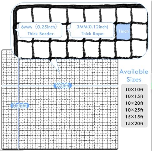 Golf Net,10Ft,15Ft,20Ft,25Ft, 30Ft, 40Ft Golf Practice Net,Sports Practice Barrier Net, Heavy Duty Ball Netting Golf Hitting Net, DIY Ball Net,Baseball Net Hockey Net and Chipping Net