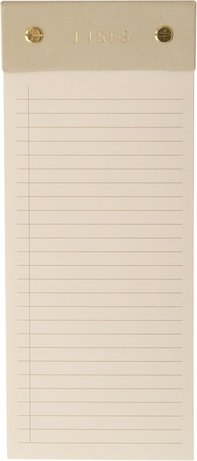 Graphique Post-Bound List Pad Luxe Collection, Perforated Sheets To-Do Notepad, Hardcover Binding, Gold Foil Embossing, 100 Pages, 4” x 9.75”, Taupe