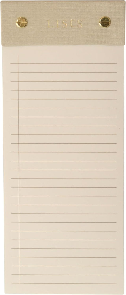 Graphique Post-Bound List Pad Luxe Collection, Perforated Sheets To-Do Notepad, Hardcover Binding, Gold Foil Embossing, 100 Pages, 4” x 9.75”, Taupe