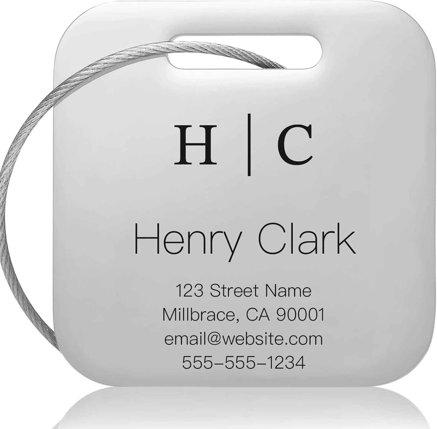 Personalized Luggage Tags for Suitcases - Stainless Steel Custom Luggage Tags for Backpacks & Bags, Sturdy, Waterproof & Heavy Duty (Silver/Square)