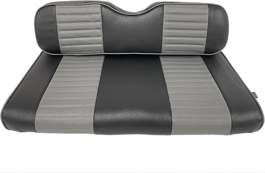 Huskey Parts Company Deluxe Golf Cart Front Seat Bottom & Back Cushion Set W/Charcoal Gray Seat Covers for EZGO TXT/Medalist 1994-2013, OEM Replacement Seats Incl. Plastic Back Cap & Hardware