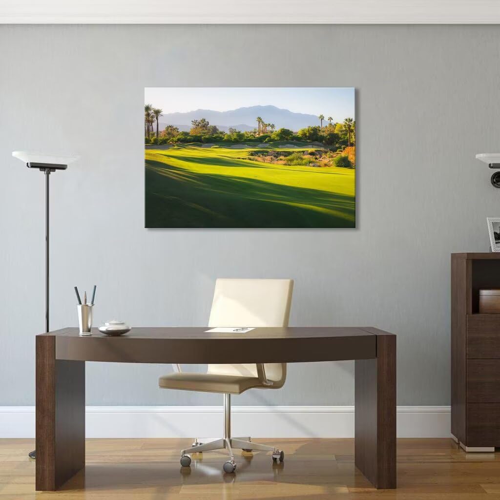 USA California Indian Wells Golf Course Wall Art for Living Room Bedroom Bathroom Home Decorations Golf Course in Palm Picture Poster Canvas Prints Modern Artwork Framed Ready to Hang(18''H x 24''W)