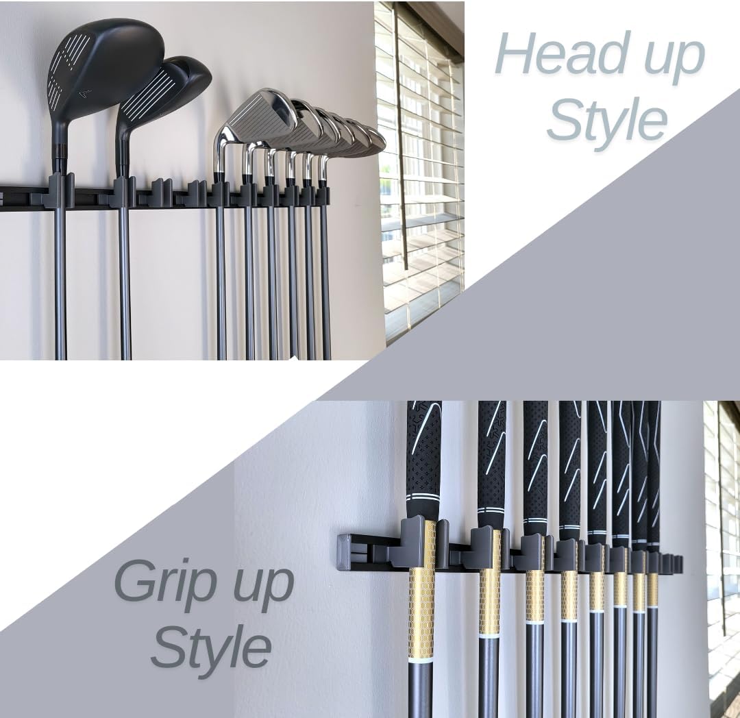 Generic 10 Golf Club Holders on 24" Rack, Wall Display, Wall Hanger, Organizer (Club Grip Up)