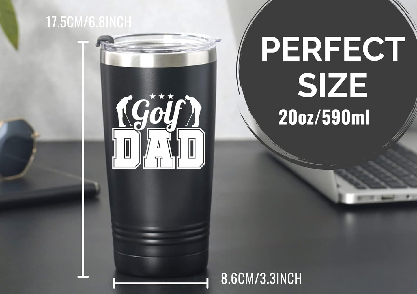 Onebttl Golf Gifts for Men, Funny Golf Gifts for Men 20oz Tumbler, Golf Dad Gifts, Fathers Day Golf Gifts, Birthday Gifts, Gifts for Golf Lovers - Black - Golf Dad