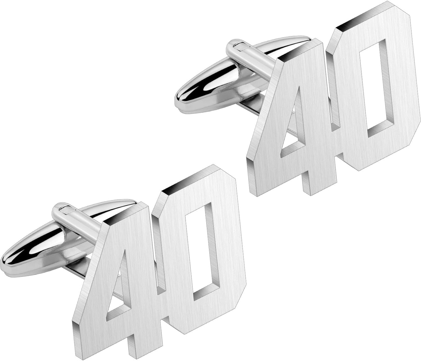 AMITER Mens Cufflinks with Number, Classic Silver Personalized Cuff Links for Men, Sport’s Day Casual or Formal Shirts