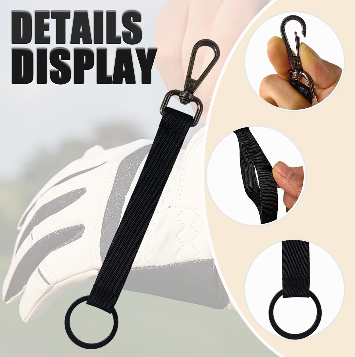 4PCS Golf Glove Grabber Holder,Glove Belt Keeper Strap, Stylish Glove Holder with Metal Clip and Keyring,Essential Golf Glove Accessories