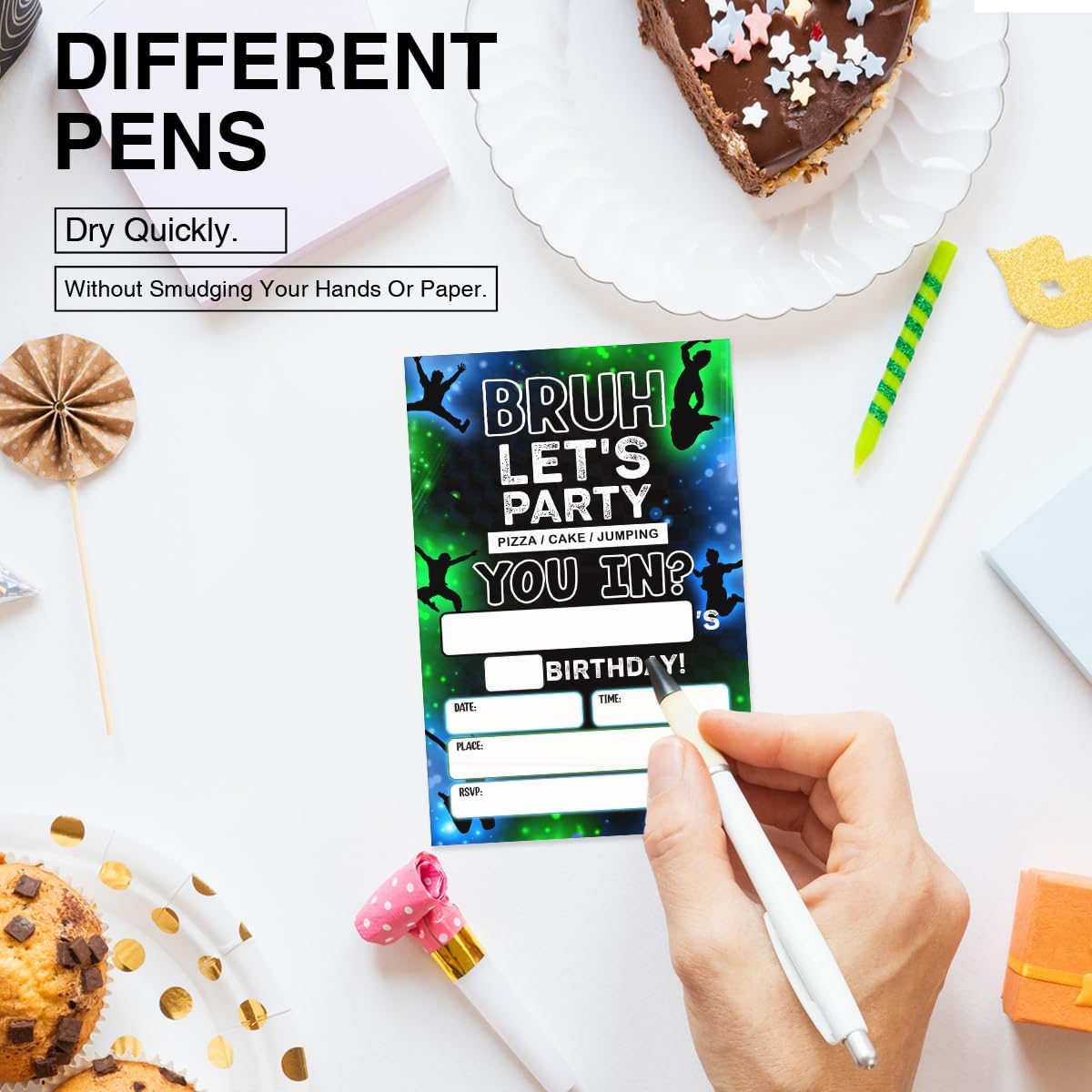 Jump Birthday Invitation Supplies with Envelopes Set of 20 Bruh Birthday Party Invitation Fill in Blank, Double Sided