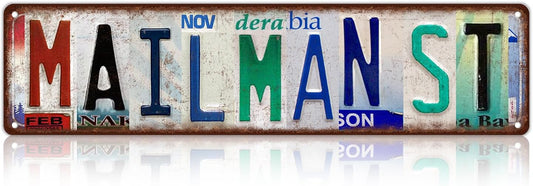 Vintage Mailman St Street Sign Wall Decor Metal Tin Signs Poster