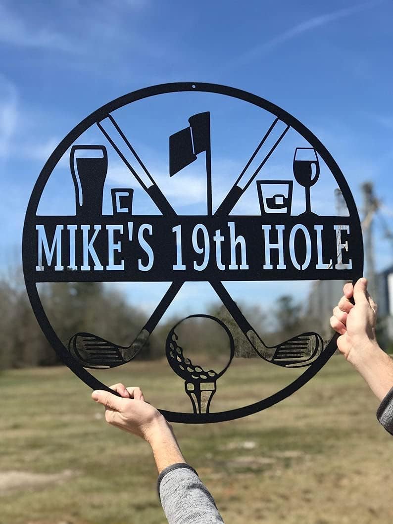 19th Hole Custom Golf Sign (24" W x 24" H, Black)