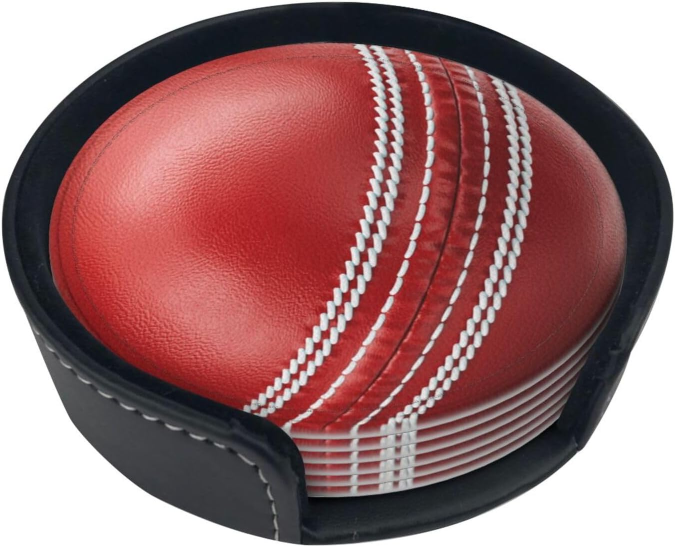 6 Pcs Cricket Ball Drink Coasters with Holder Coasters for Drinks Coffee Table Home Decor Housewarming Gift