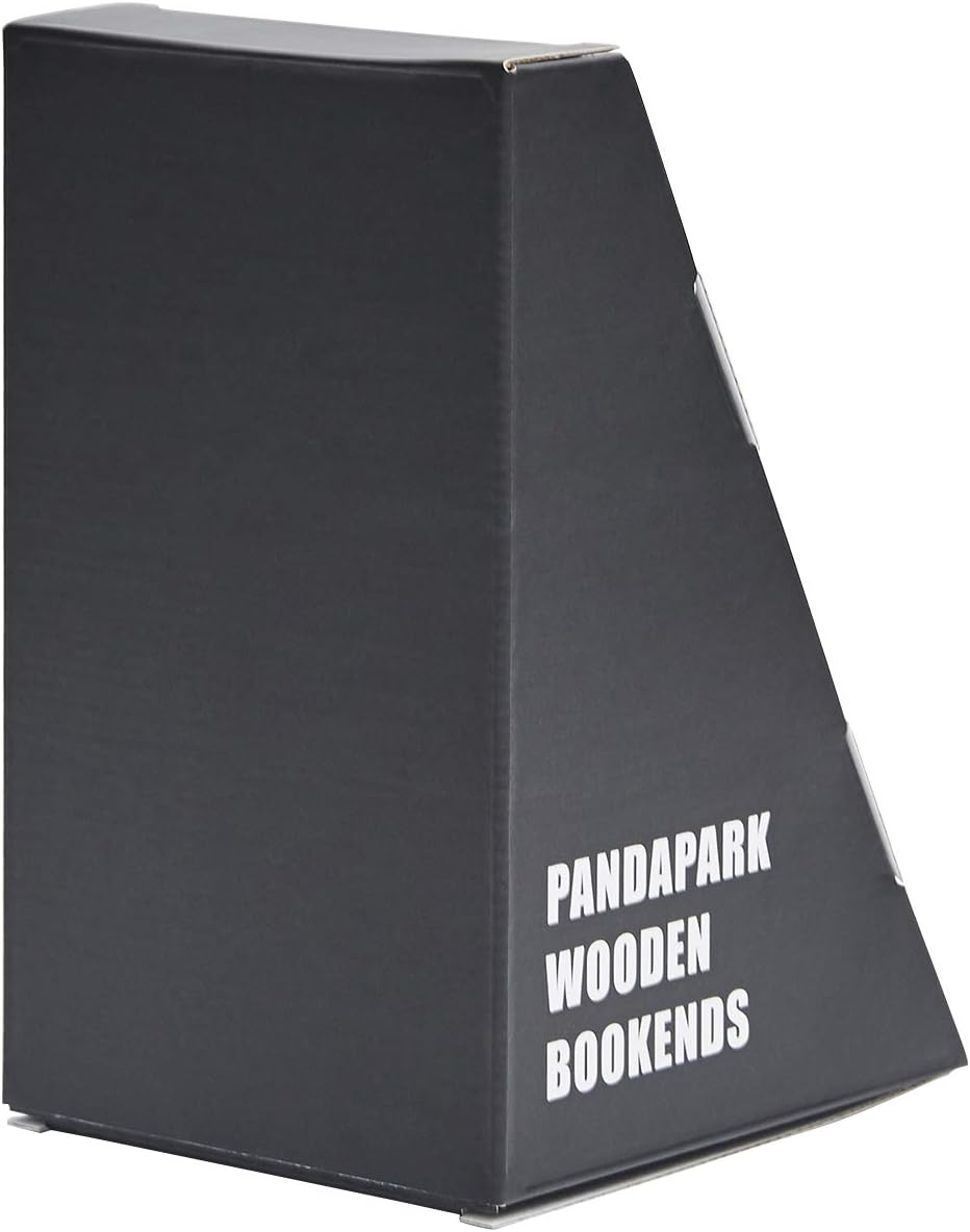 Pandapark Wood Bookends,Non-Skid Bookend for Shelves,Heavy Duty Bookends,Book Stand for Books/CDs,1 Pair