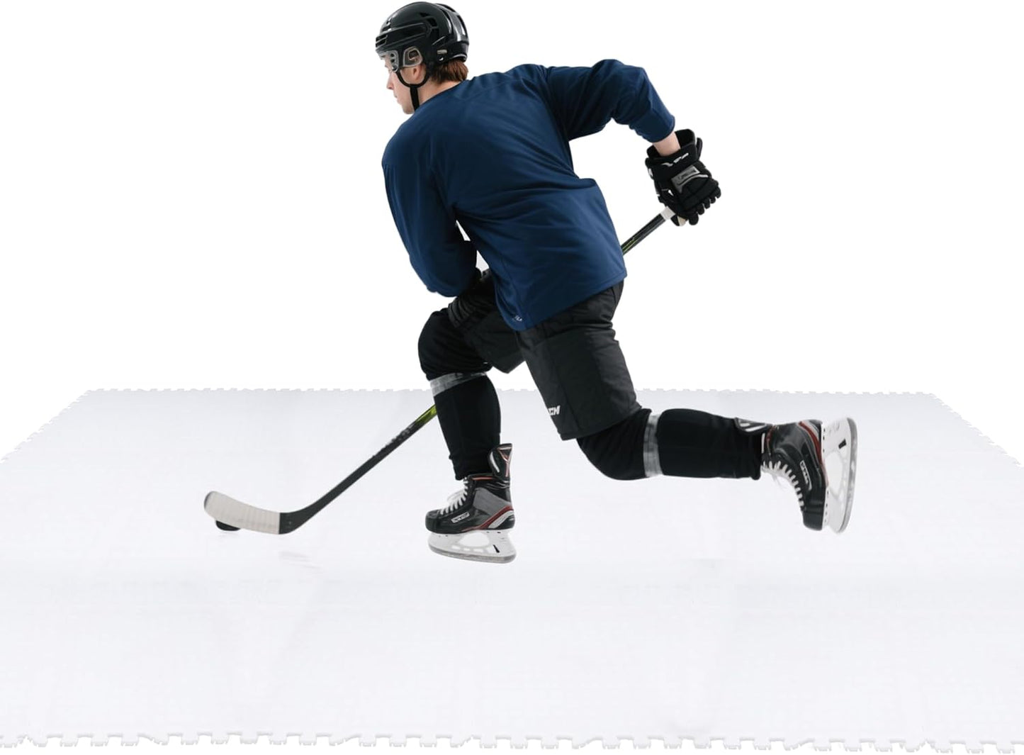 HUOSHUAI Skate-able Hockey Synthetic Ice Tiles, 12 Pack Dryland Flooring Tiles - Build Your Own Year-Round Hockey Training Surface - Easy to Assemble - Covering 23.5 Sq Ft