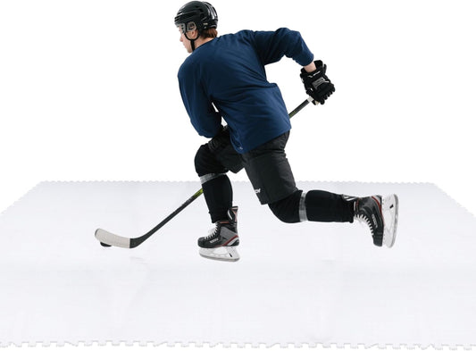 HUOSHUAI Skate-able Hockey Synthetic Ice Tiles, 12 Pack Dryland Flooring Tiles - Build Your Own Year-Round Hockey Training Surface - Easy to Assemble - Covering 23.5 Sq Ft