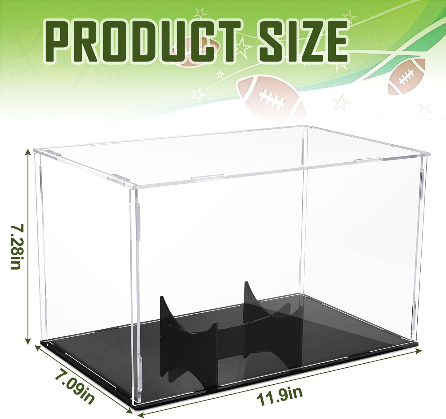 Football Display Case Full Size，Memorabilia Display Box Cases for Football，Acrylic Clear Box with Wood Stand Solid Base (Portable Assembly of Acrylic)