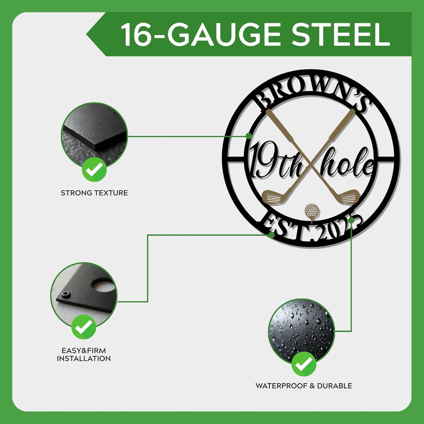 Personalized Golf Metal Wall Art, Vintage Golf Wall Decor, Custom Signs Outdoor Metal, 19th Hole Home Decor for Man Cave Garage Bar Club, Personalized Golfer Gifts for Men Dad Father