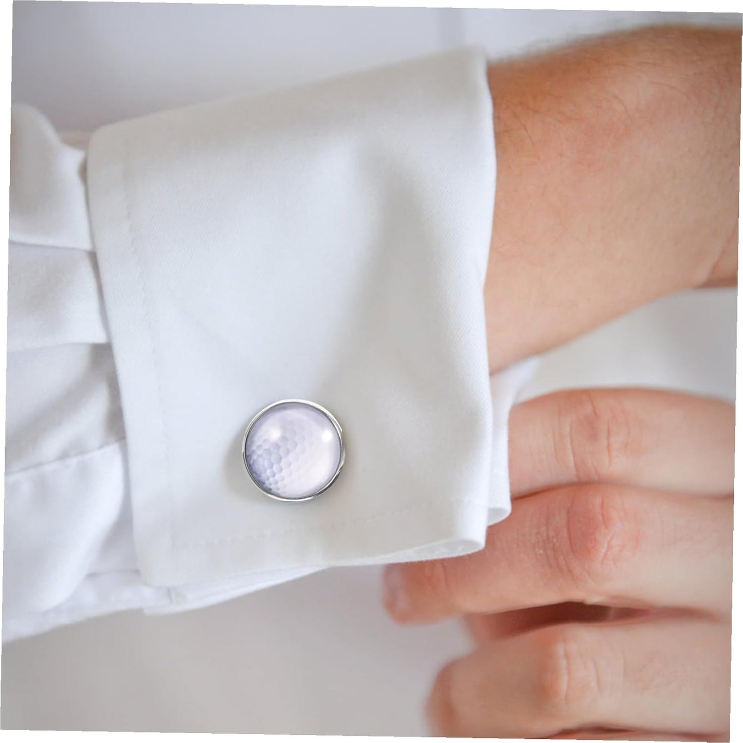 Golf Cufflinks for Men Silver Metal and Crystal Glass Wedding Groom Suit Accessories Elegant Tuxedo Shirt Cuff Buttons Fashion Jewelry