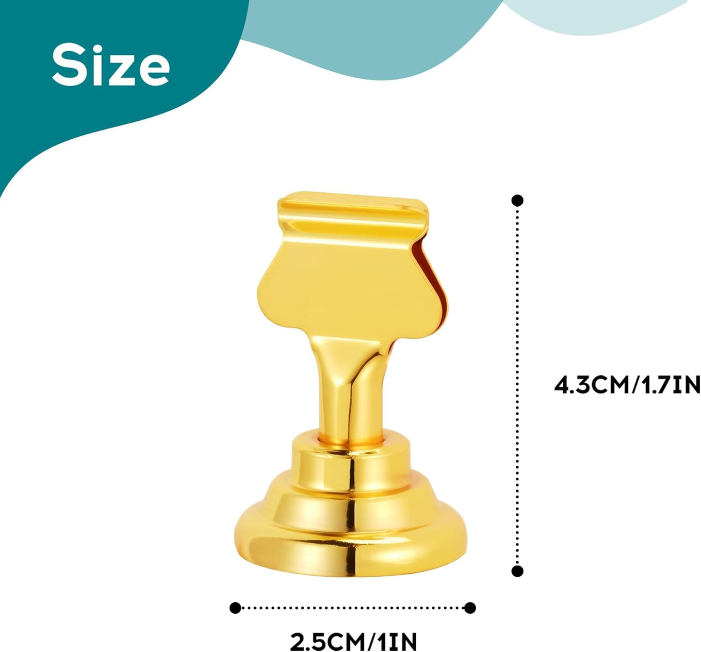 Urban Deco 16 Pieces Table Card Holder Place Card Holders 1.7 inches Gold Steel Card Holders for Photos, Food Signs, Memo Notes, Weddings, Restaurants, Birthdays. (Gold)