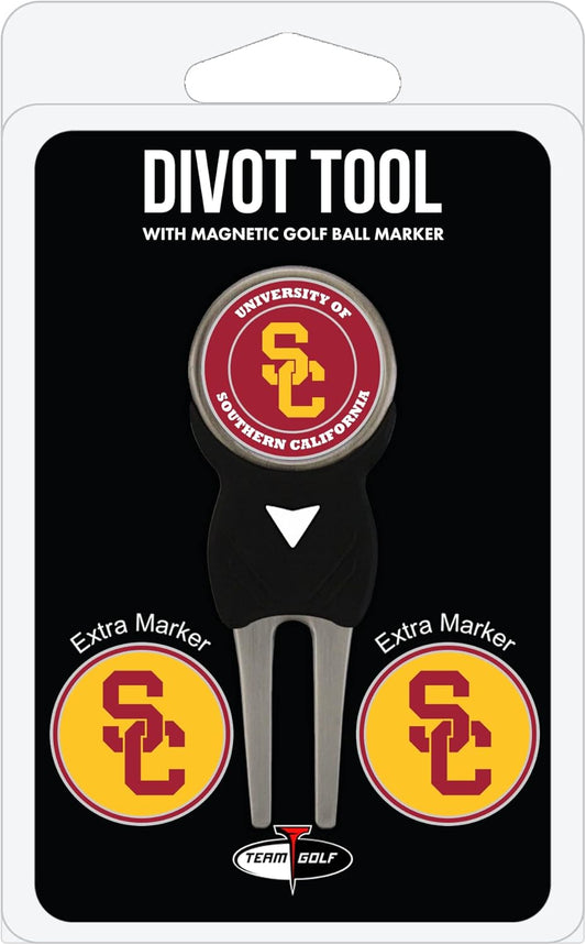 Team Golf NCAA Divot Tool with 3 Golf Ball Markers Pack, Markers are Removable Magnetic Double-Sided Enamel