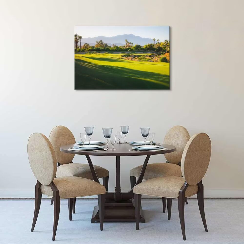 USA California Indian Wells Golf Course Wall Art for Living Room Bedroom Bathroom Home Decorations Golf Course in Palm Picture Poster Canvas Prints Modern Artwork Framed Ready to Hang(18''H x 24''W)