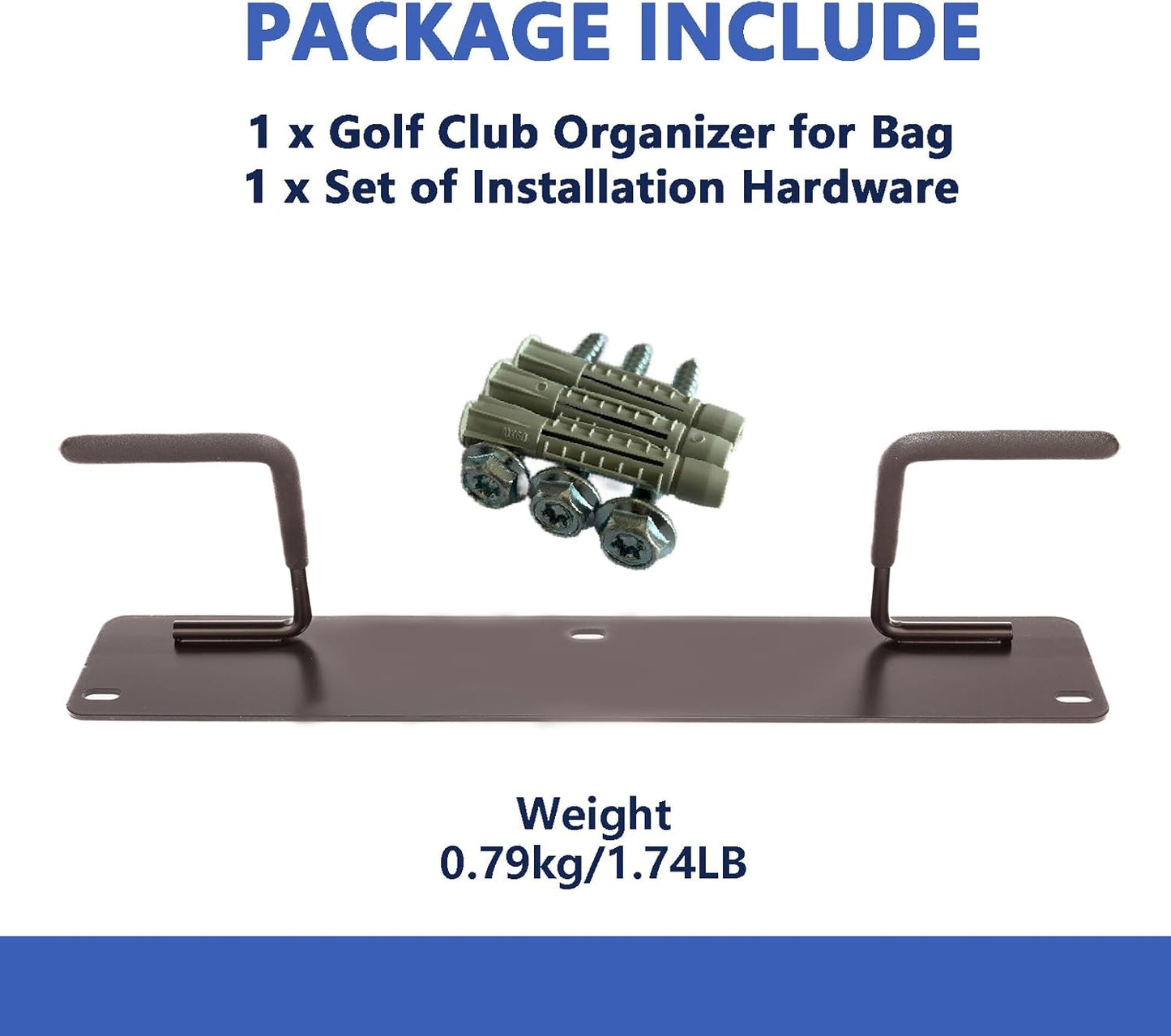 Golf Bag Wall Mount Holder-Golf Bag Holder for Garage,Golf Bag Storage Rack with PVC Rubber Hooks,Heavy Duty Rack with Spray & Dip Coating Finish