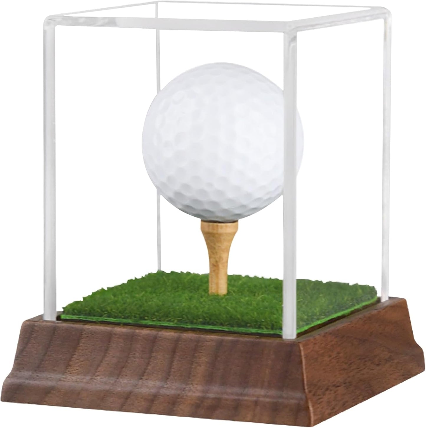 Golf Ball Display Case Hole in One Golf Ball Display Case Walnut Wood Base Acrylic Golf Ball Holder Display Uv Protection Golfball Stand,Golf Office Decor Gifts for Men
