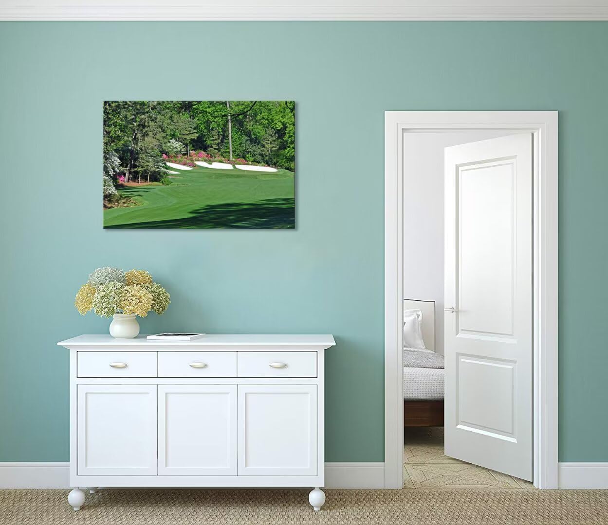Augusta Golf Course Wall Art for Living Room Bedroom Bathroom Home Decorations Golf Art Golf Course Poster Picture Framed Artwork Canvas Prints Framed Ready to Hang(12''H x 16''W)