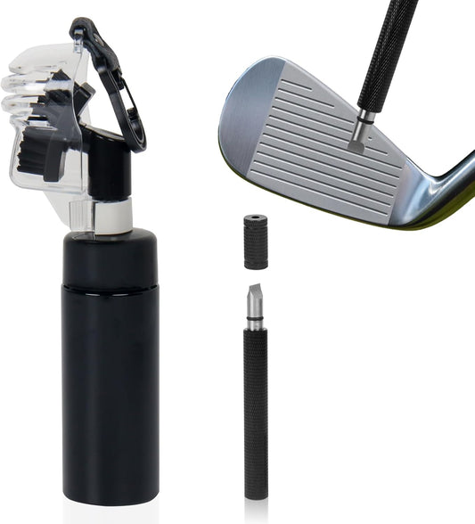 Golf Club Cleaner Brush with Golf Groove Sharpener Tool, Retainer Clip & Golf Ball Marker Liner, Hold 4oz of Water Perfect Golf Bag Accessories & Cool Golf Gifts for Men