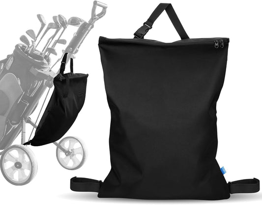 Xxerciz Golf Push Cart Accessories Storage Bag, 3 Wheel Push-Pull Cart Backside Extension Storage Bag with Zipper Closure, Portable Nylon Organizer for Universal Golf Push Carts