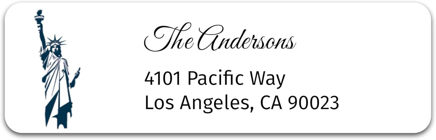Personalized Patriotic Return Address Labels, Self-Adhesive Address Stickers on Sheets, 50-1000 Labels (Statue of Liberty)