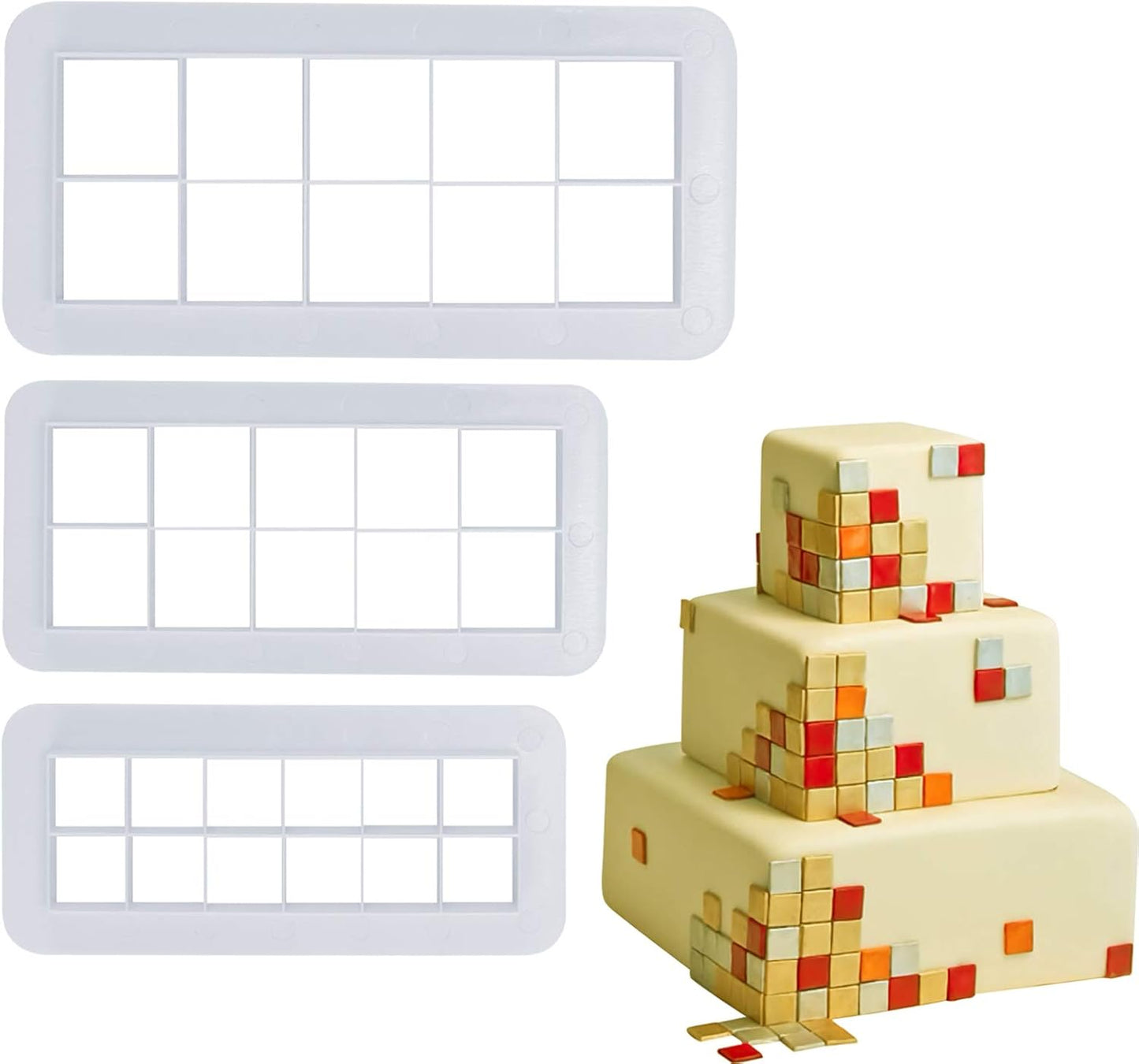 Mity Rain Square Cookie Cutter - Geometric Multicutter-Square Cake Fondant Cutter - 3 Size, Biscuit Cutters, Creative Cake Decorating