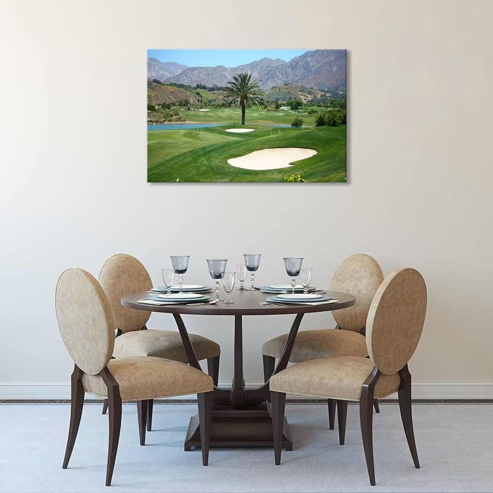 Los Angeles California Golf Course Wall Art for Living Room Bedroom Bathroom Home Decorations Los Angeles Golf Course Picture Poster Framed Artwork Canvas Prints Ready to Hang(12''H x 16''W)