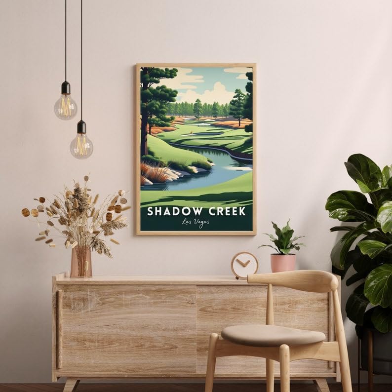 Nationcog Shadow Creek Golf Wall Art, Las Vegas Scenic Course Poster with Water Features, Modern Decor for Office or Bedroom, Great Gift for Dad, Husband, or Golf Enthusiasts (Unframed) (24x36)