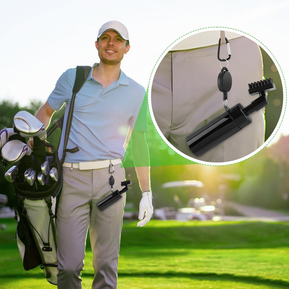 Golf Club Brush with Golf Groove Sharpener Golf Cleaning Kit Golf Water Brush with Retractable Clip Leak-Proof Press Water Bottle Hold 5oz of Water Best Golf Gifts for Men