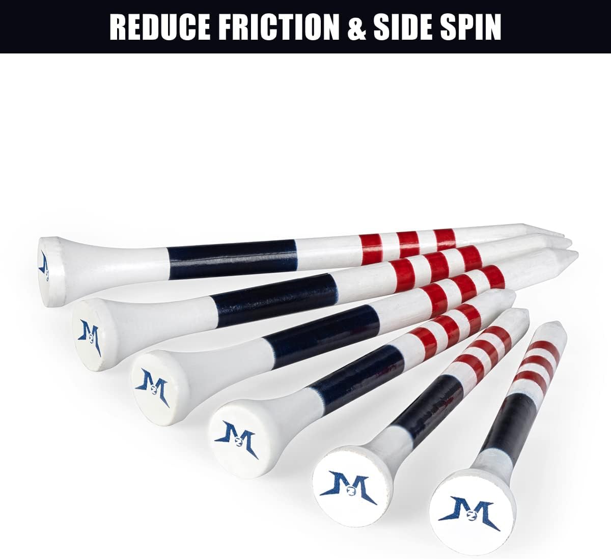 MAZEL Natural Wood/Bamboo Golf Tees 2 3/4 Inch & 3 1/4 Inch,Pack 50 or 120,Reduce Friction & Side Spin,More Stable Golf Tees