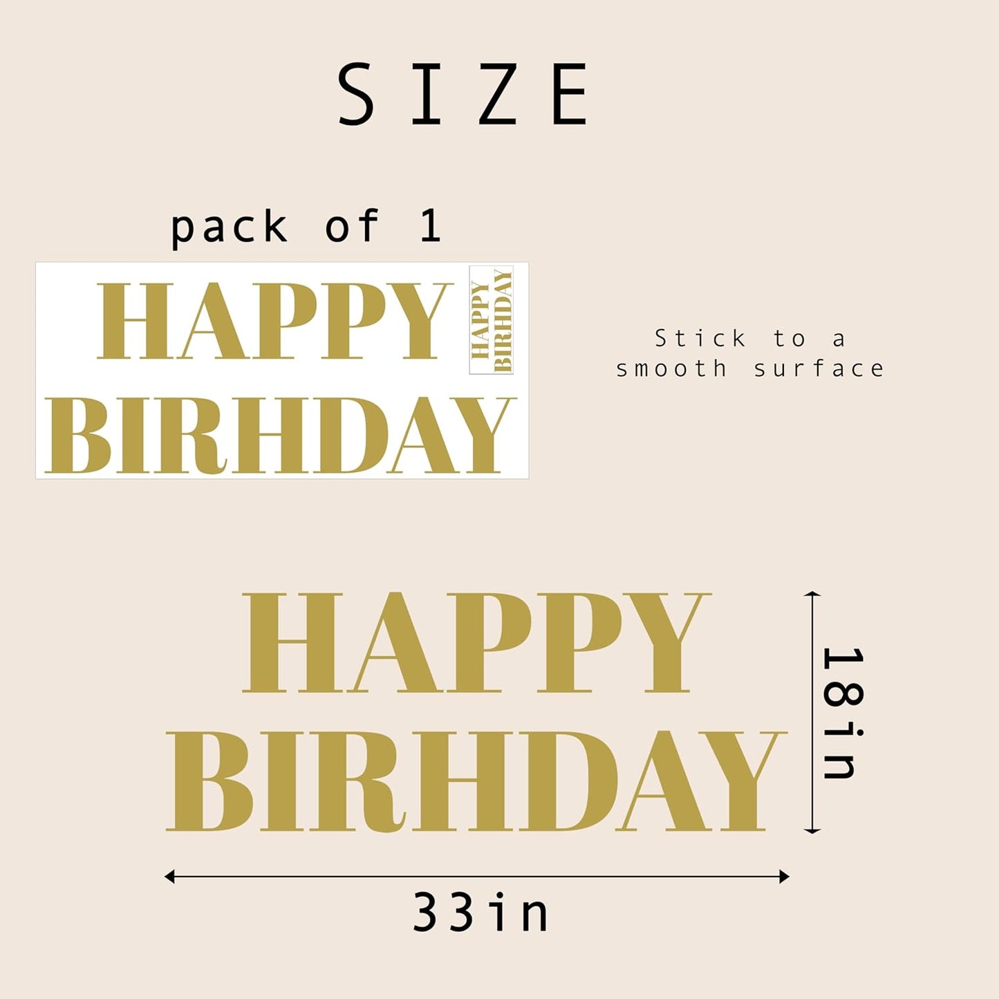 Happy Birthday Decal - Birthday Party Decoration Supplies Wall Stickers, Happy Birthday Yellow Sign Balloon Arch Party Backdrop Decoration Wall Decal