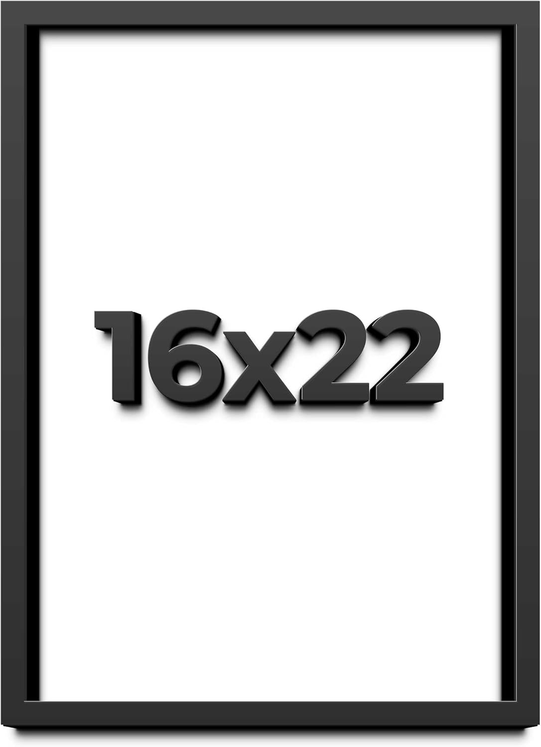 16x22 Shadow Box Black Solid Wood Display Frame with White Acid-Free Backing UV Acrylic & Hanging Hardware - with 3/4" Usable Depth