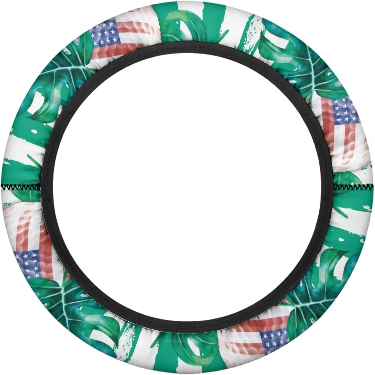 USA Flag Golf Ball Golf Cart Steering Wheel Cover Palm Leaves Neoprene Golf Cart Steering Wheel Covers Accessories for Club Car