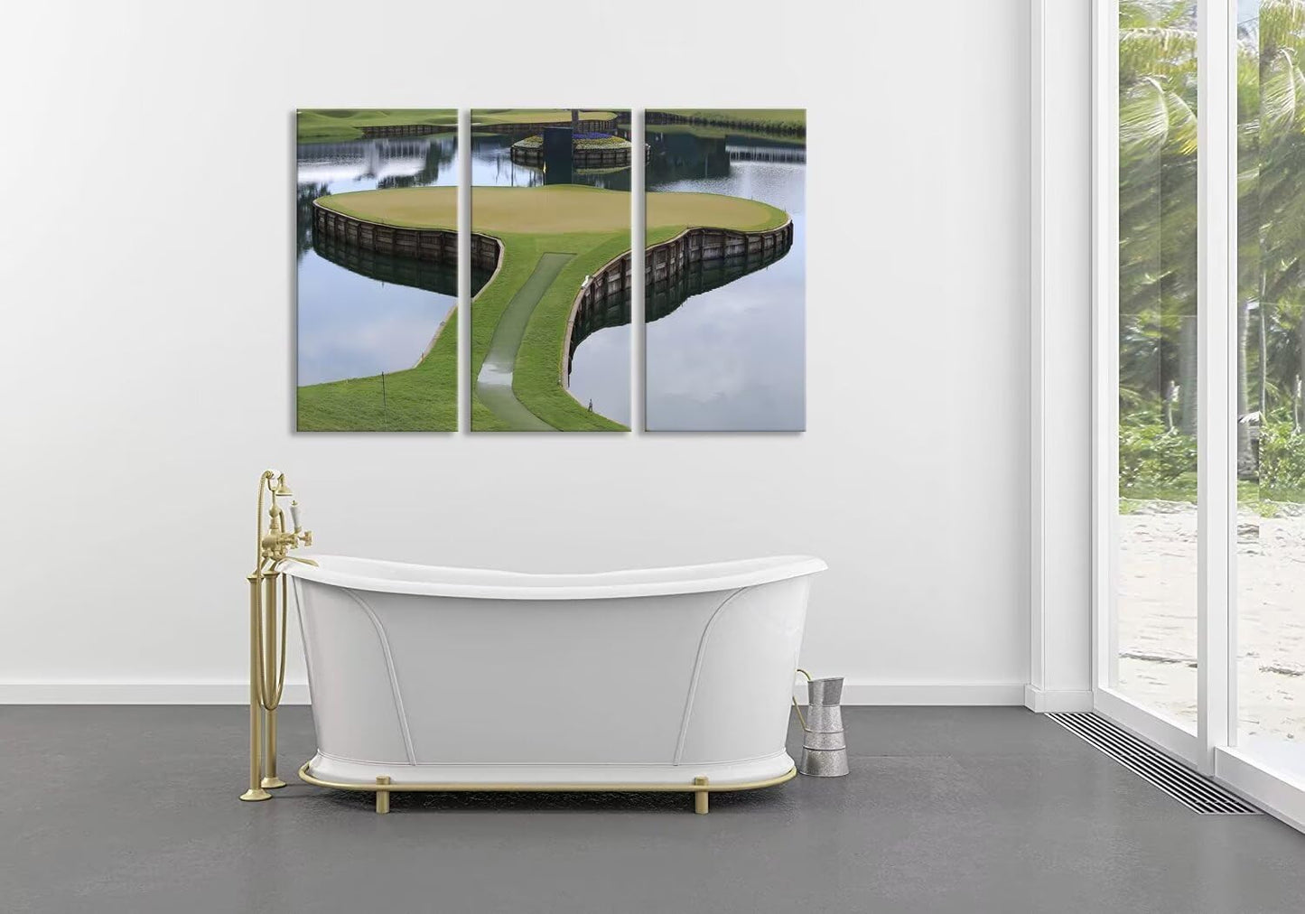 TPC Sawgrass Golf Course Wall Art for Living Room Bedroom Bathroom Home Decorations Golf Art Golf Course Pictures Posters Framed Artwork Canvas Prints Ready to Hang(20''W x 40''H x3)