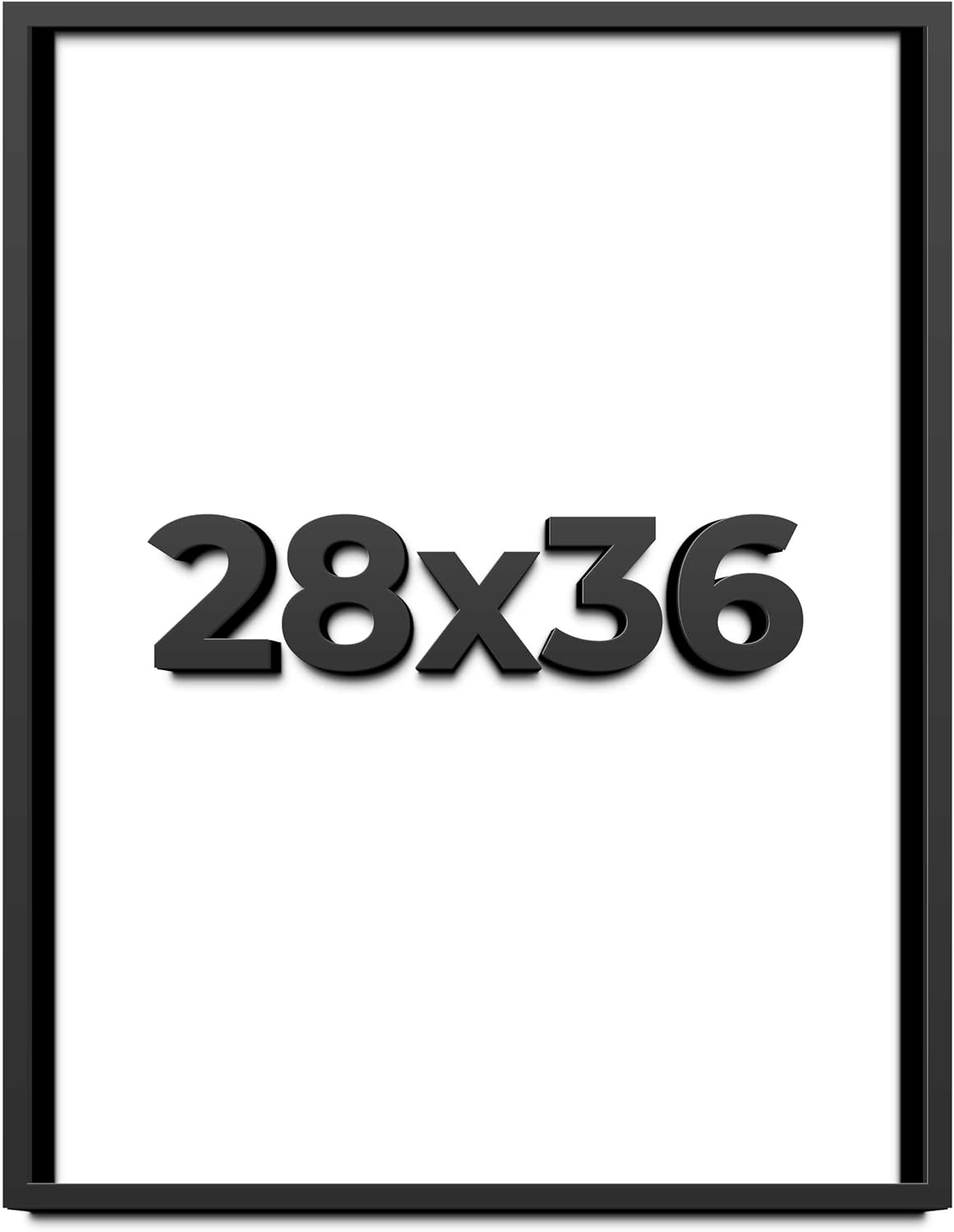 28x36 Shadow Box Black Solid Wood Display Frame with White Acid-Free Backing UV Acrylic & Hanging Hardware - with 3/4" Usable Depth