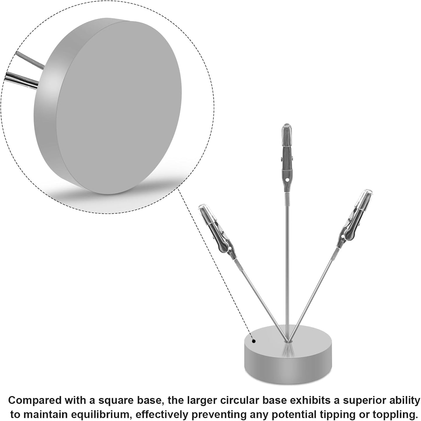 6 Pack Desktop Photo Tree Holder Clip Round Base, 3-Branch Gift Card Holder with Clips, Memo and Picture Display Clip Holder Stand for Wedding Party Photo Clip Holder Table Numbers Silver