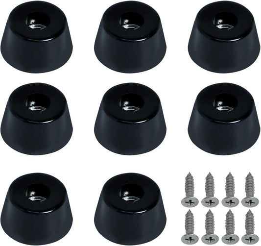 8 Pcs Rubber Bumper Feet, (0.5" H X 1" W) Furniture Table Amplifier Speaker Pads, Round Cutting Board Rubber Feet with Screws, Black Rubber Feet for Amplifier Speaker Cabinet Furniture Cutting Board